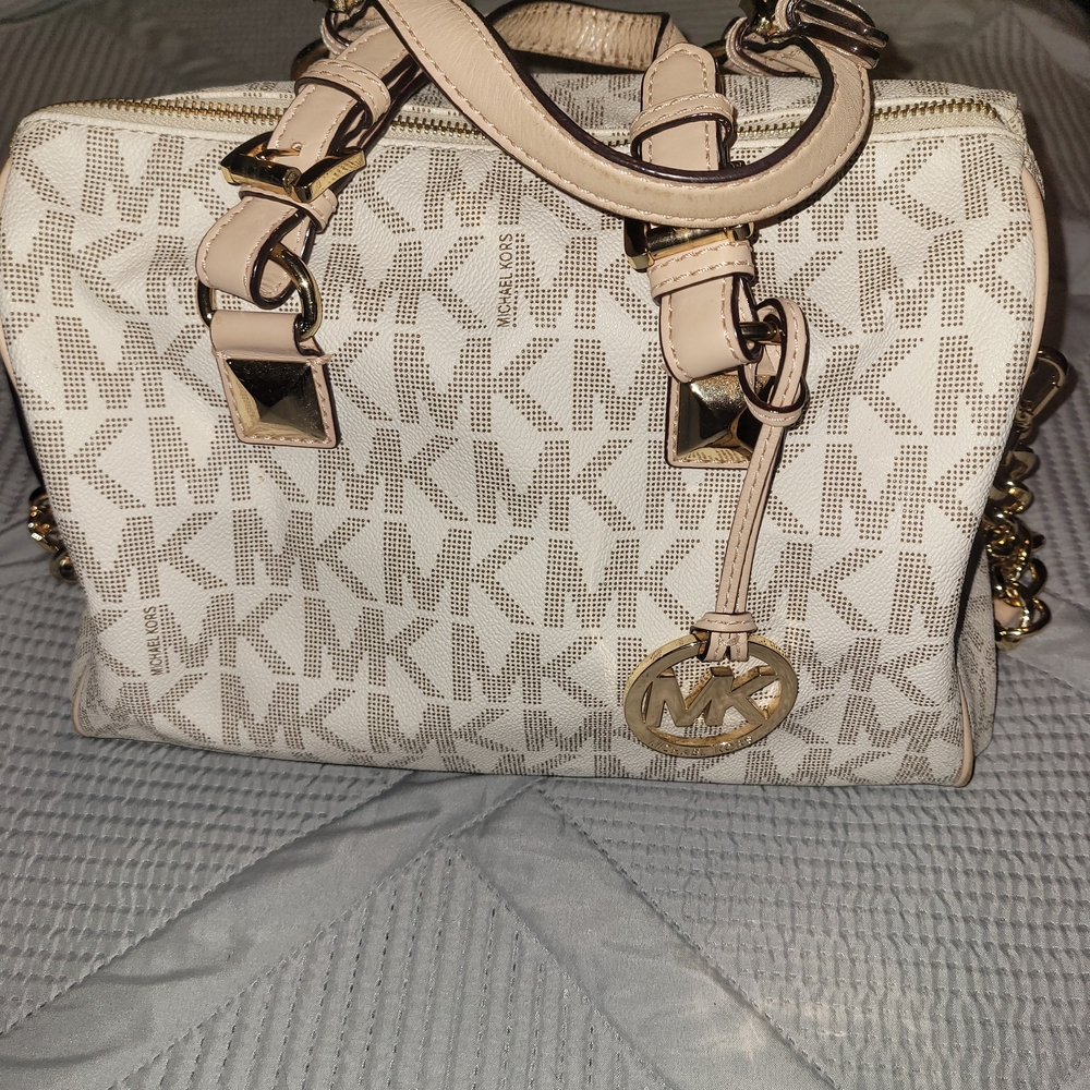 Michael Kors Beige Monogram Satchel